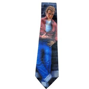 Ralph Marlin James Dean Graphic Necktie Mens Blue Vintage 90s Movie Novelty Tie